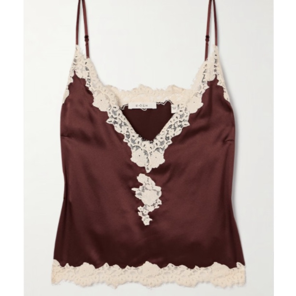 Doen NWT Kira Lace-Trimmed Silk Camisole